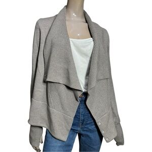 NFP Studio Women’s 4 L Taupe Gray Merino Wool Knit Convertible Sweater Cardigan